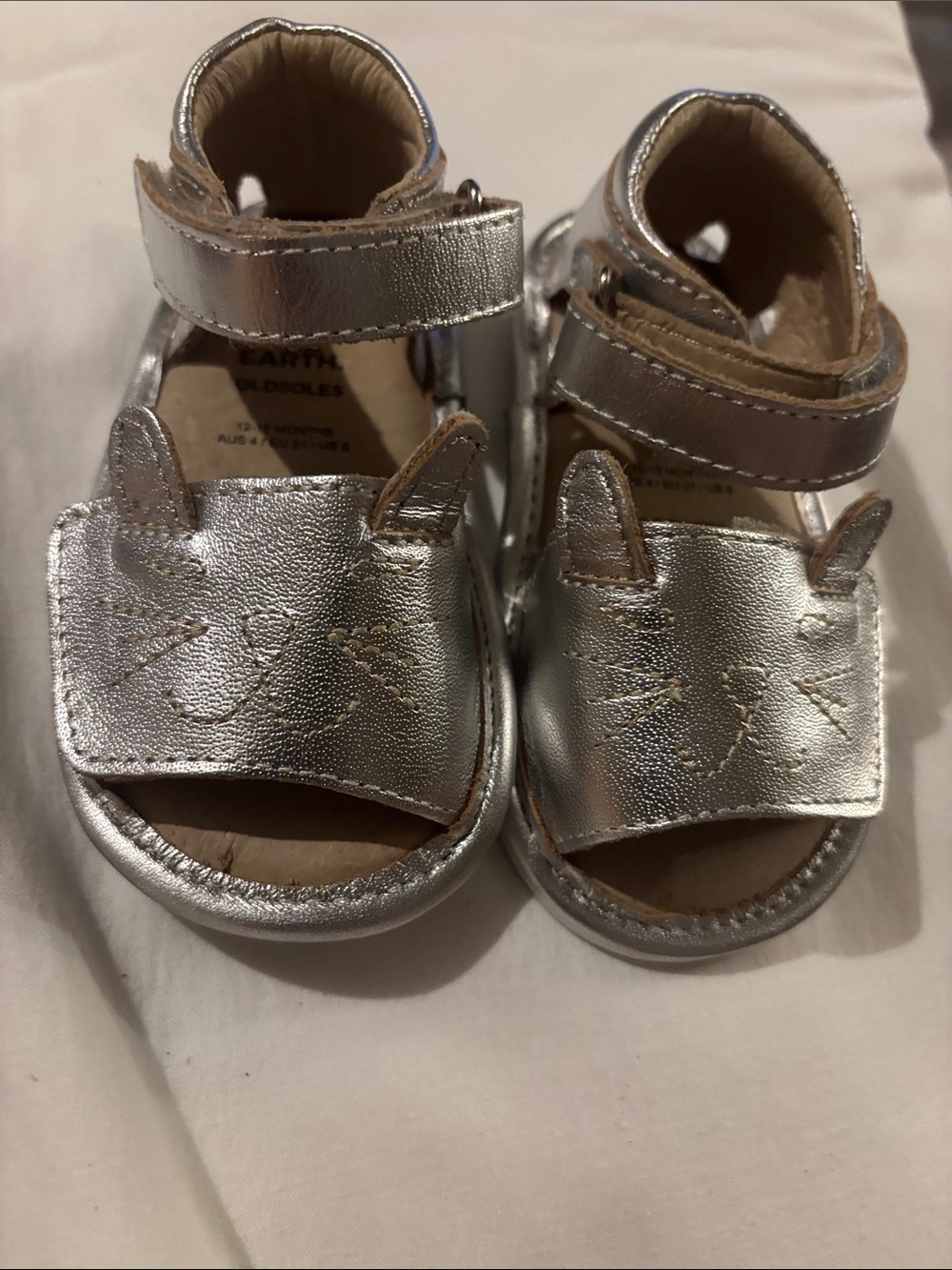 NWOT Old Soles Silver Cat-Accent Baby Sandals